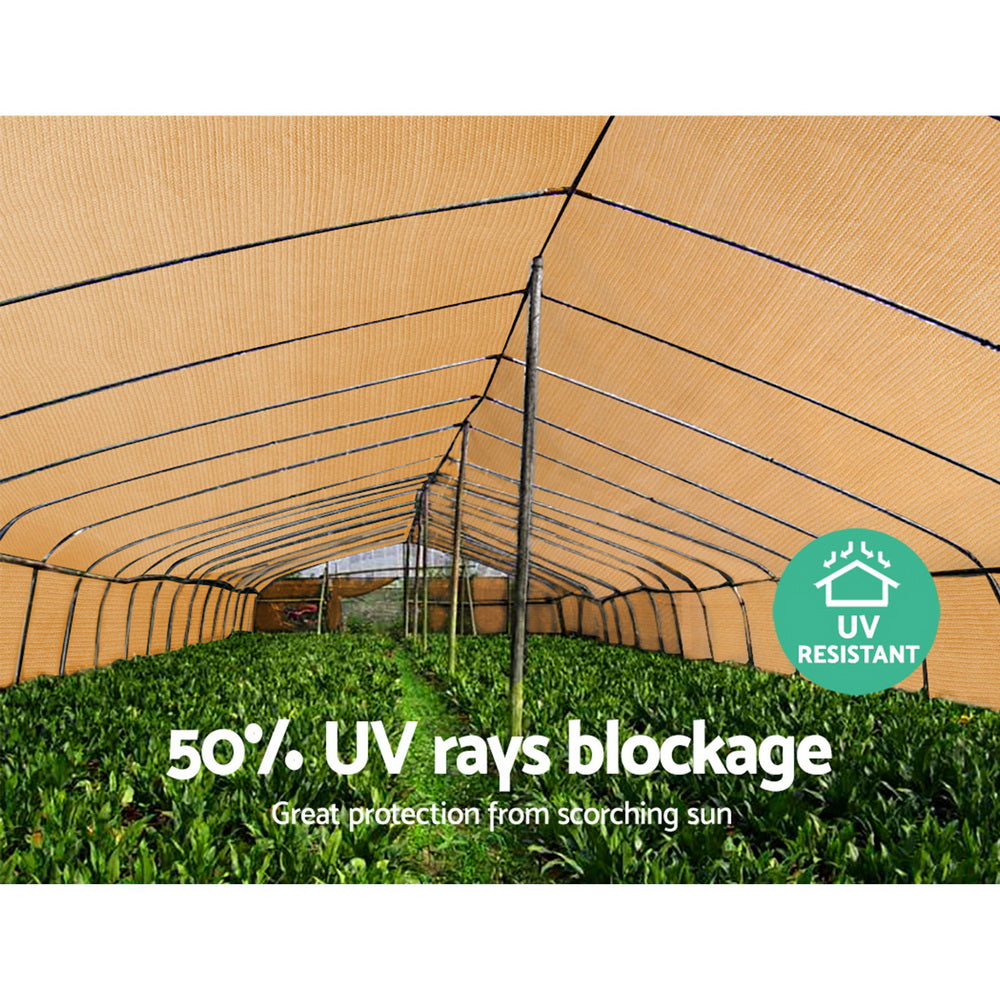Umbrellas & Sunshades: Instahut 50% Shade Cloth 1.83x10m Shadecloth Sail Hevy Duty Beige