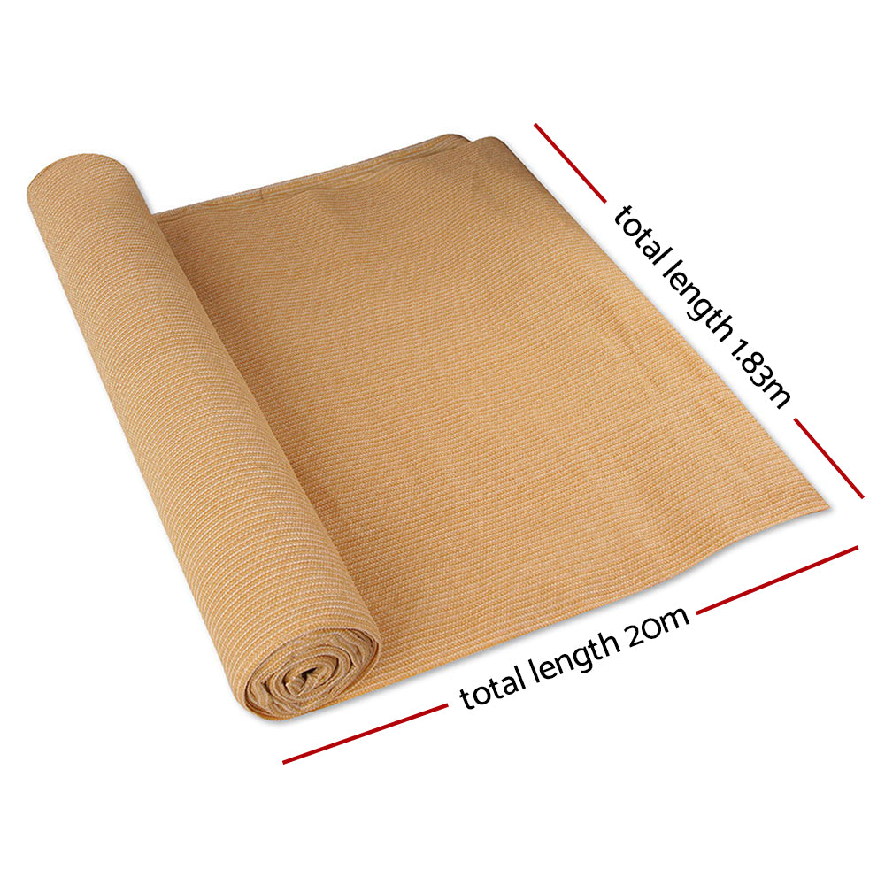Umbrellas & Sunshades: Instahut 50% Shade Cloth 1.83x20m Shadecloth Sail Heavy Duty Beige