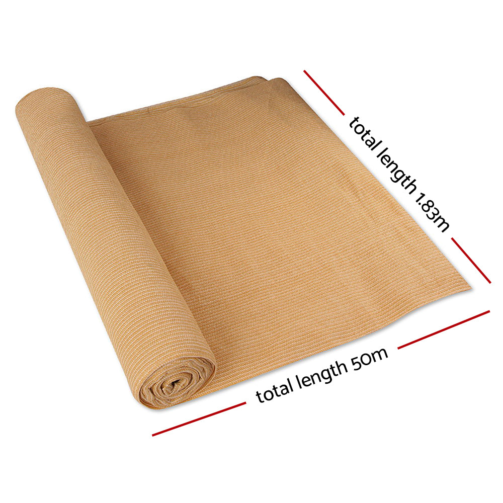 Umbrellas & Sunshades: Instahut 50% Shade Cloth 1.83x50m Shadecloth Sail Heavy Duty Beige