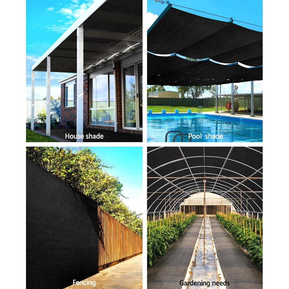 Umbrellas & Sunshades: Instahut 50% Shade Cloth 3.66x20m Shadecloth Sail Heavy Duty Black