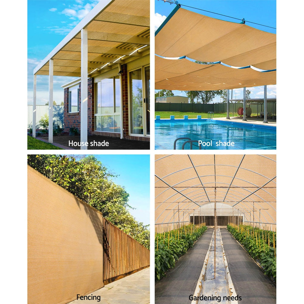 Umbrellas & Sunshades: Instahut 70% Shade Cloth 3.66x30m Shadecloth Sail Heavy Duty Beige