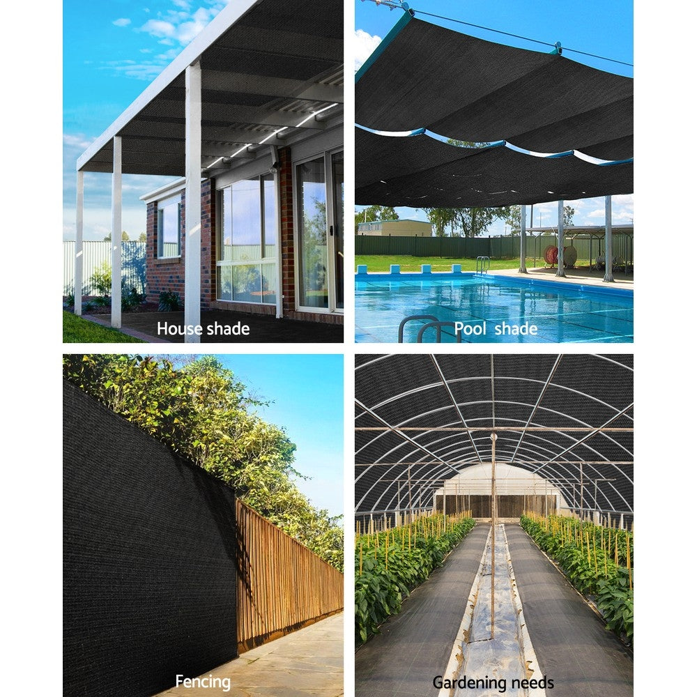 Umbrellas & Sunshades: Instahut 30% Shade Cloth 3.66x30m Shadecloth Wide Heavy Duty Black