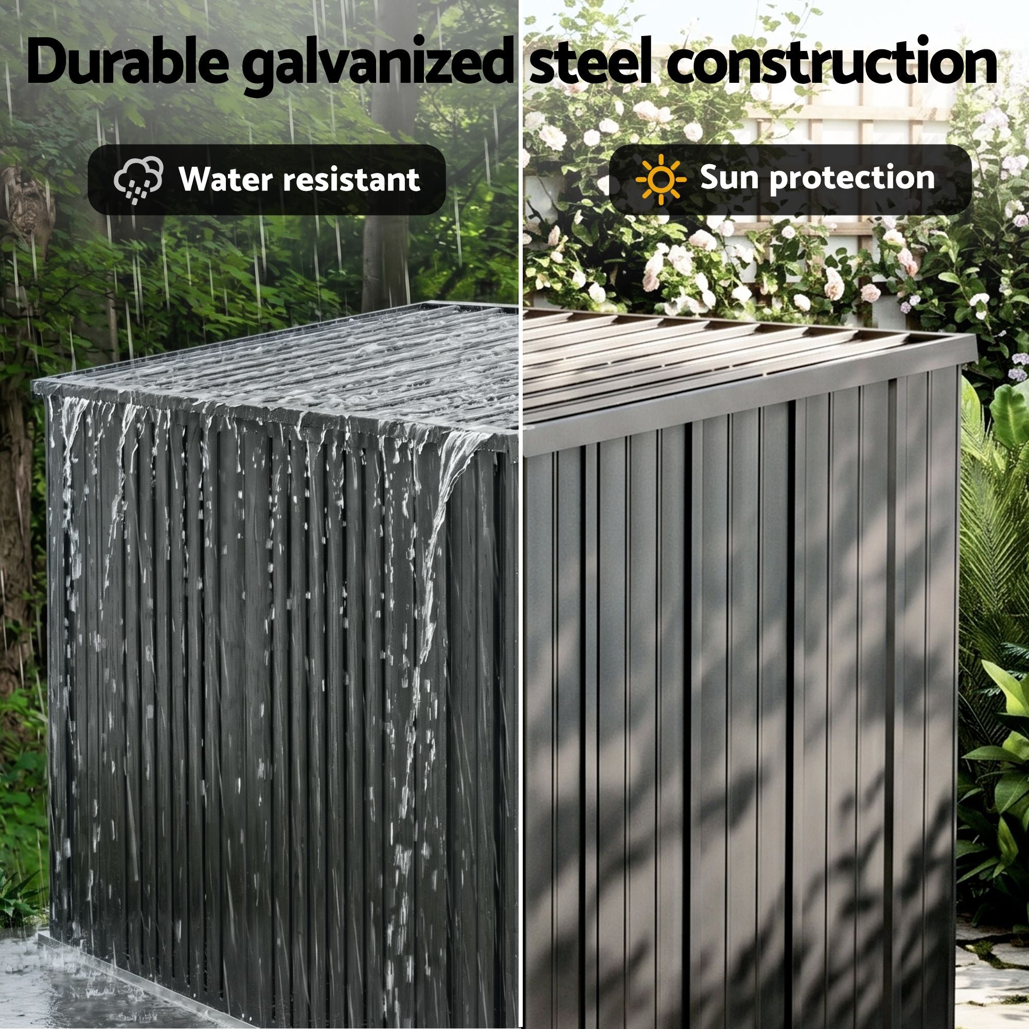 Giantz Garden Shed Wheelie Bin Storage Enclosure Outdoor Lockable Steel Cabinet