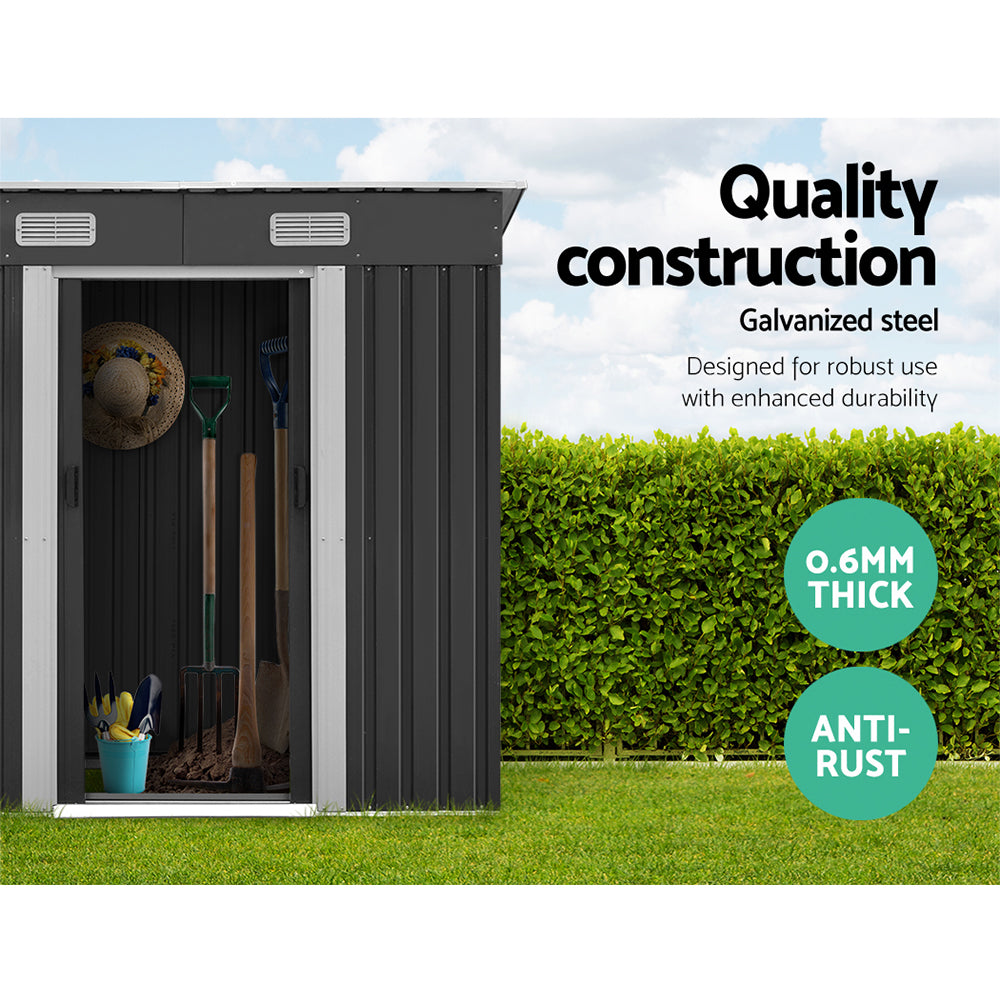 Sheds: Giantz Garden Shed 1.94x1.21M w/Metal Base Sheds Outdoor Storage Tool Steel House Sliding Door