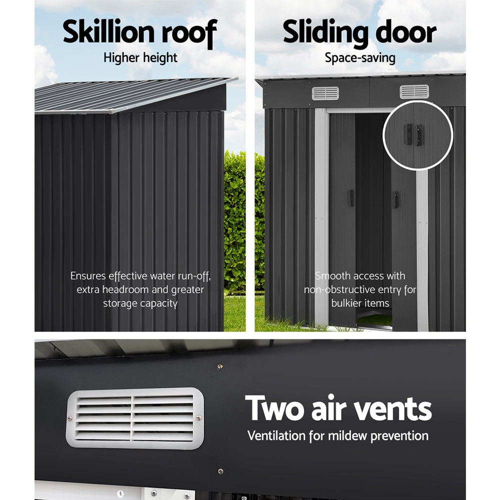 Sheds: Giantz Garden Shed 1.94x1.21M w/Metal Base Sheds Outdoor Storage Tool Steel House Sliding Door