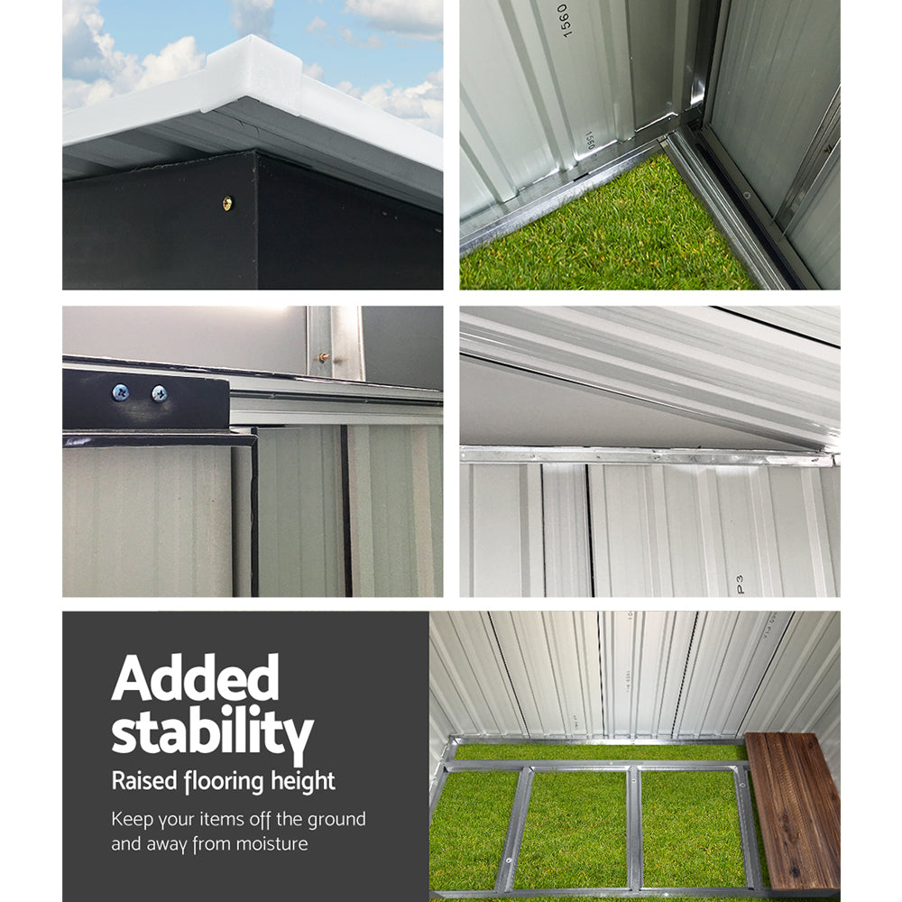 Sheds: Giantz Garden Shed 1.94x1.21M w/Metal Base Sheds Outdoor Storage Tool Steel House Sliding Door