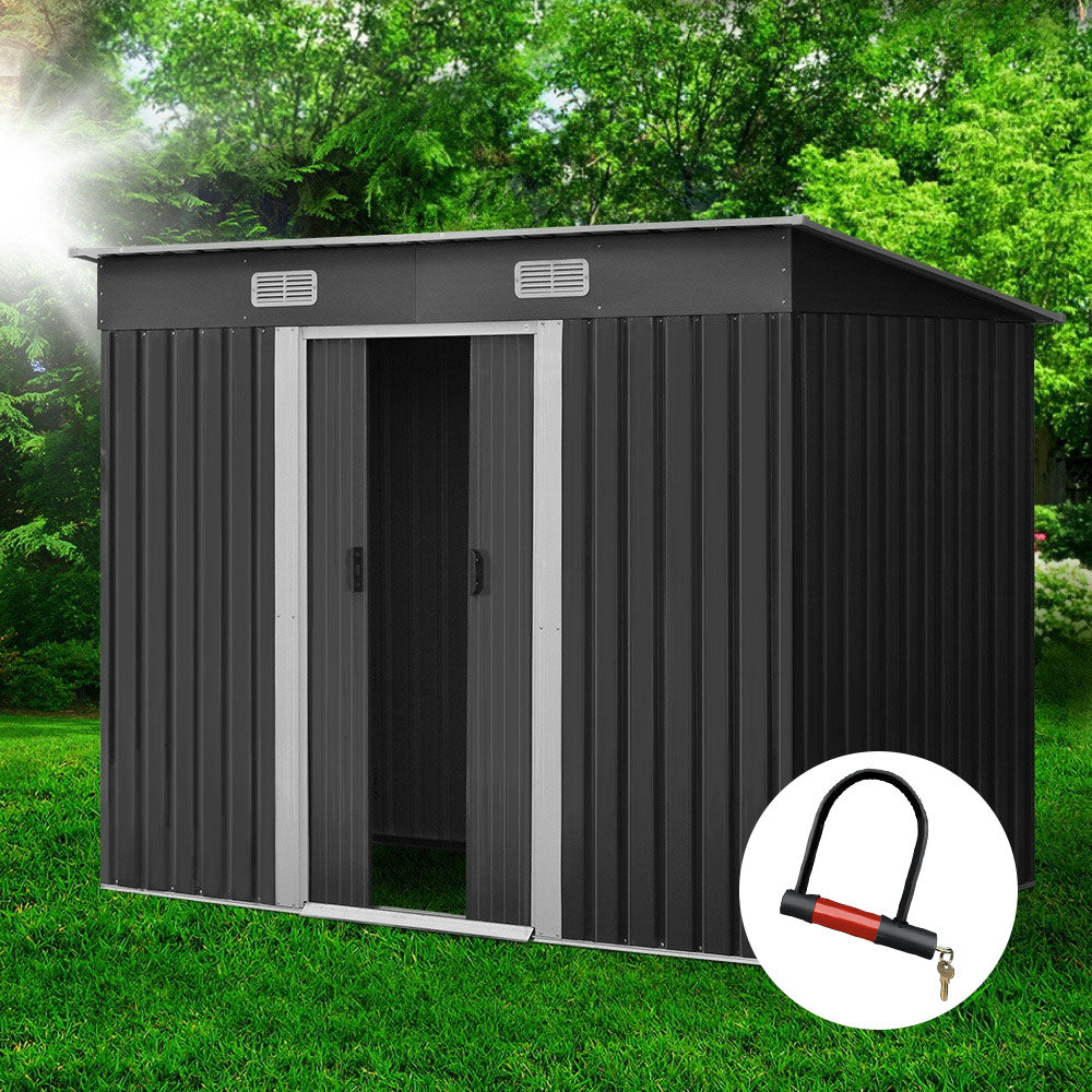 Sheds: Giantz Garden Shed 2.38x1.31M Sheds Outdoor Storage Tool Metal Workshop Shelter Sliding Door