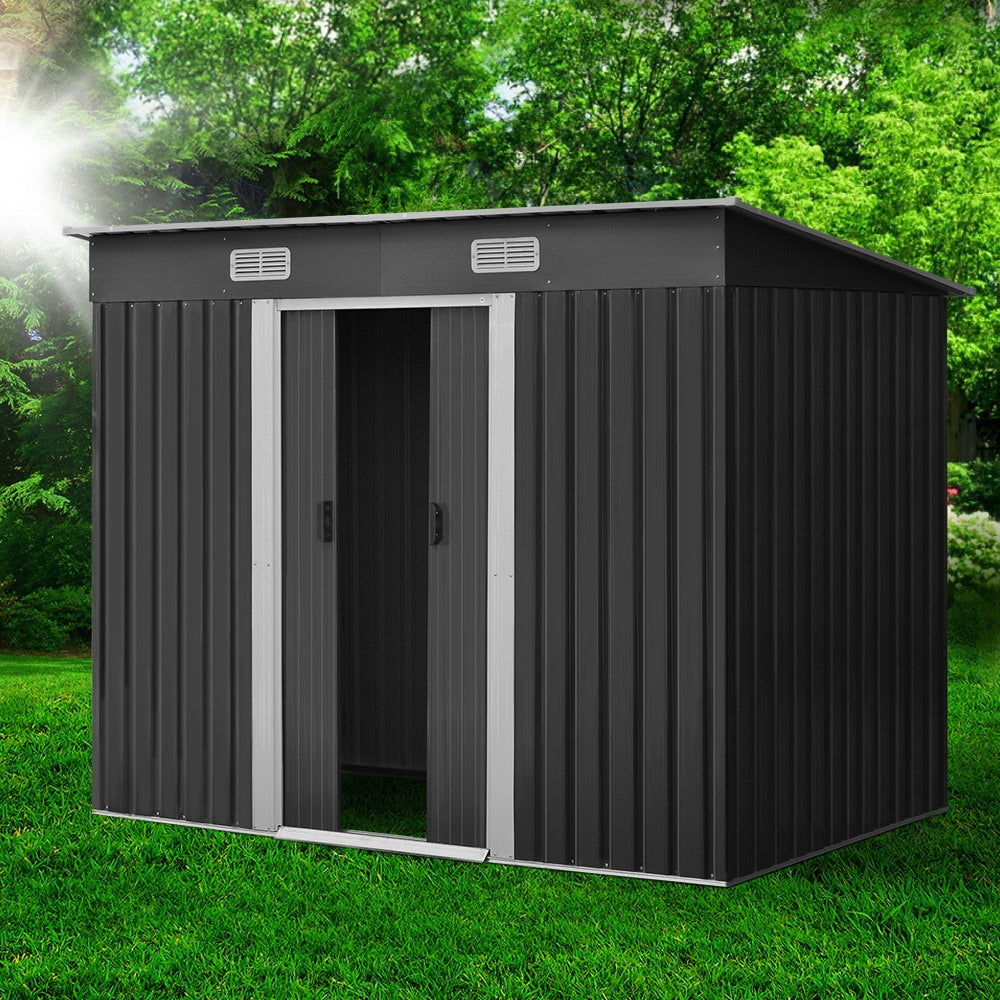 Sheds: Giantz Garden Shed 2.38x1.31M Sheds Outdoor Storage Tool Metal Workshop Shelter Sliding Door
