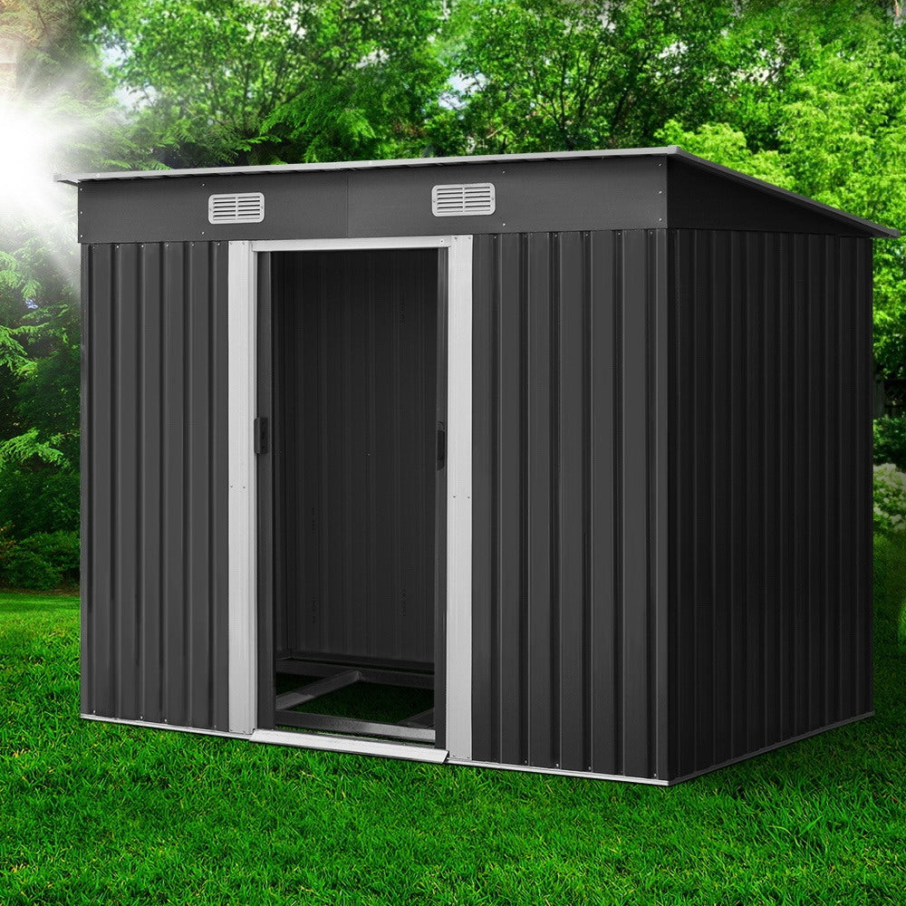 Sheds: Giantz Garden Shed 2.38x1.31M w/Metal Base Sheds Outdoor Storage Tool Workshop Sliding Door