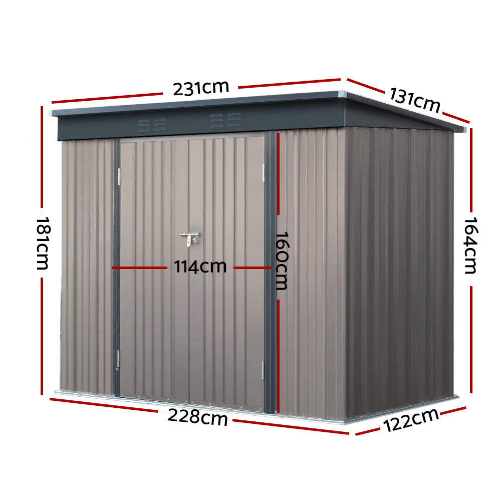 Sheds: Giantz Garden Shed 2.31x1.31M Sheds Outdoor Storage Tool Metal Workshop Shelter Double Door