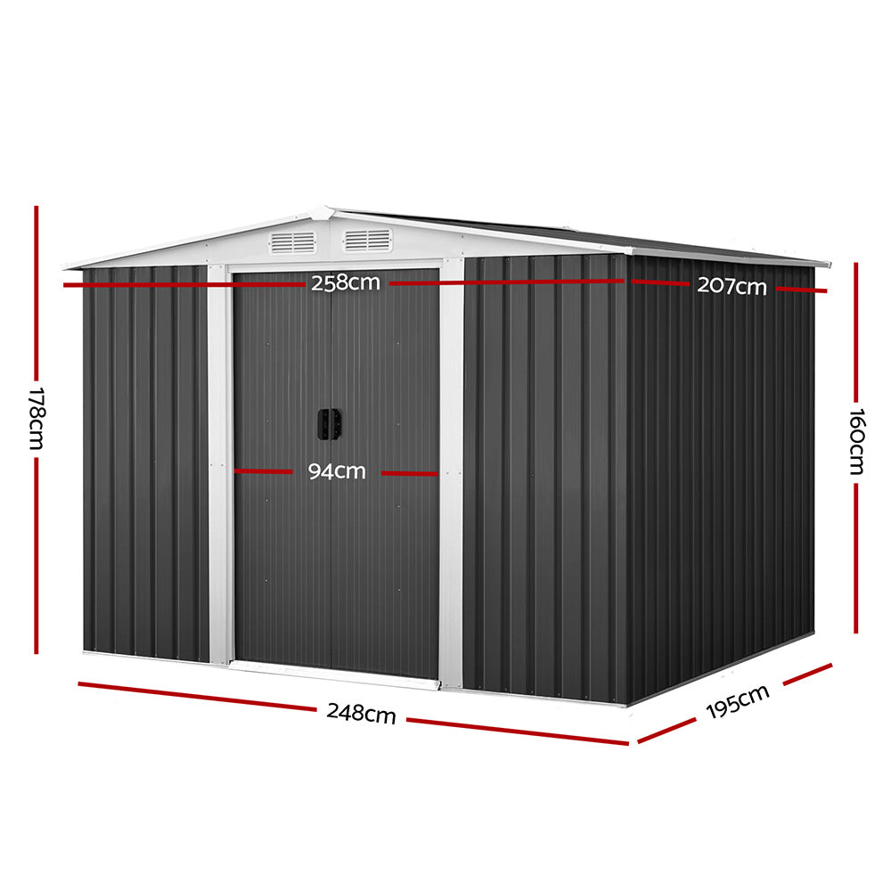 Sheds: Giantz Garden Shed 2.58x2.07M Sheds Outdoor Storage Workshop Metal Shelter Sliding Door