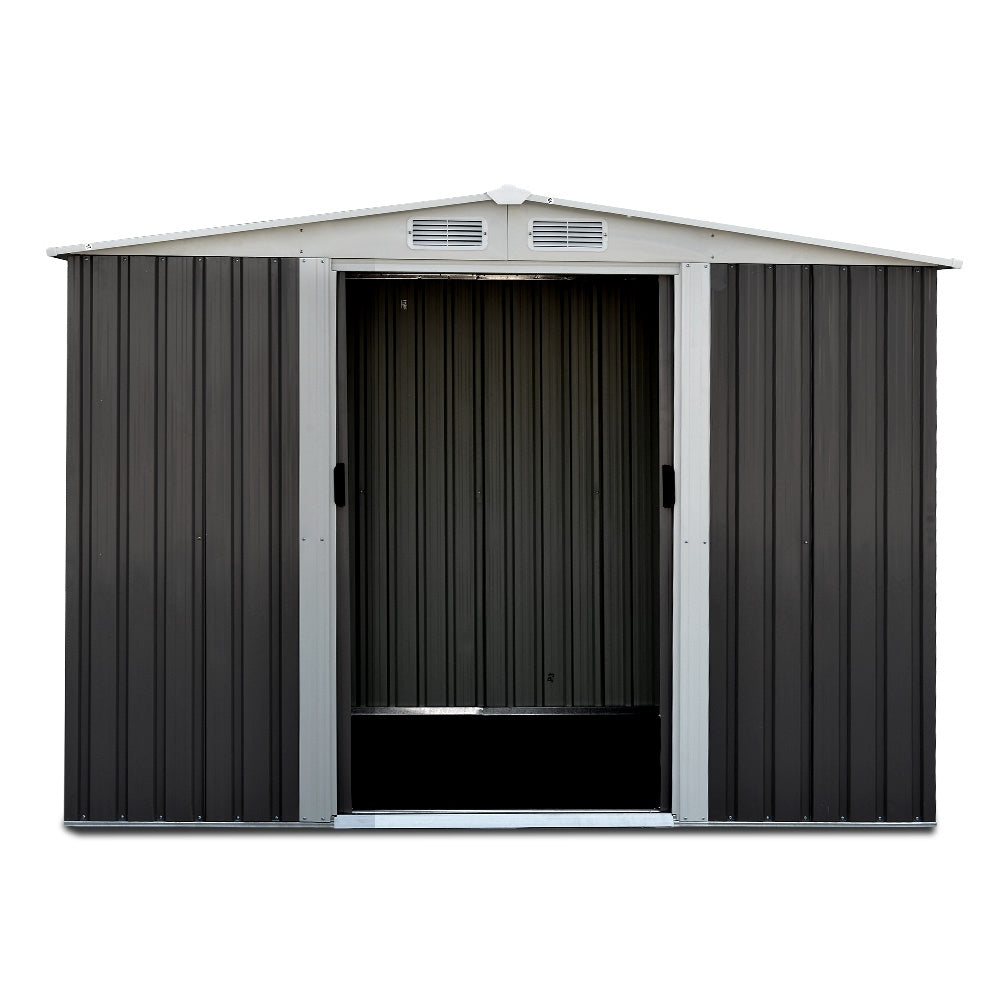 Sheds: Giantz Garden Shed 2.58x2.07M w/Metal Base Sheds Outdoor Storage Double Door Tool