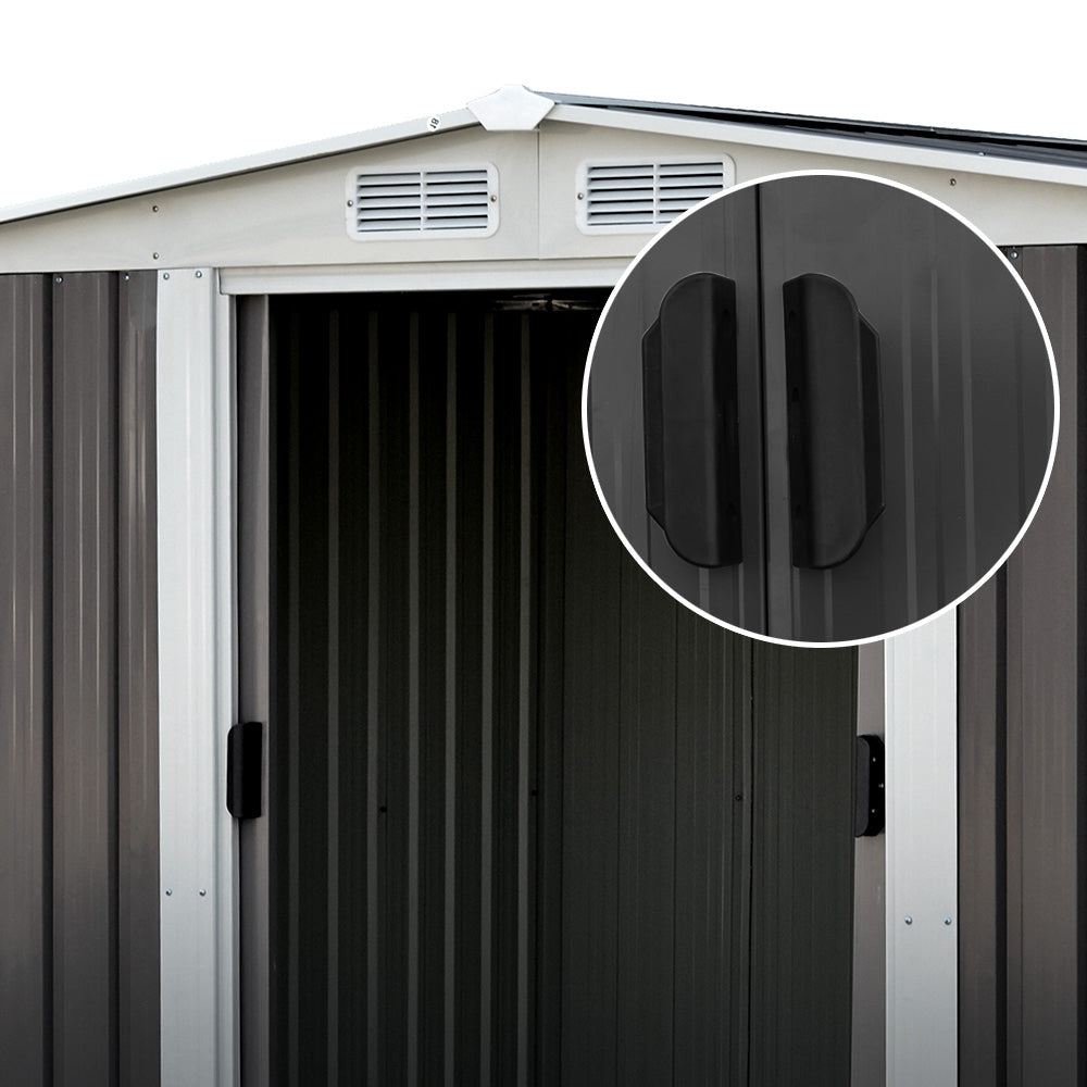 Sheds: Giantz Garden Shed 2.58x2.07M w/Metal Base Sheds Outdoor Storage Double Door Tool