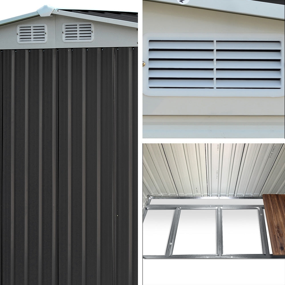 Sheds: Giantz Garden Shed 2.58x2.07M w/Metal Base Sheds Outdoor Storage Double Door Tool