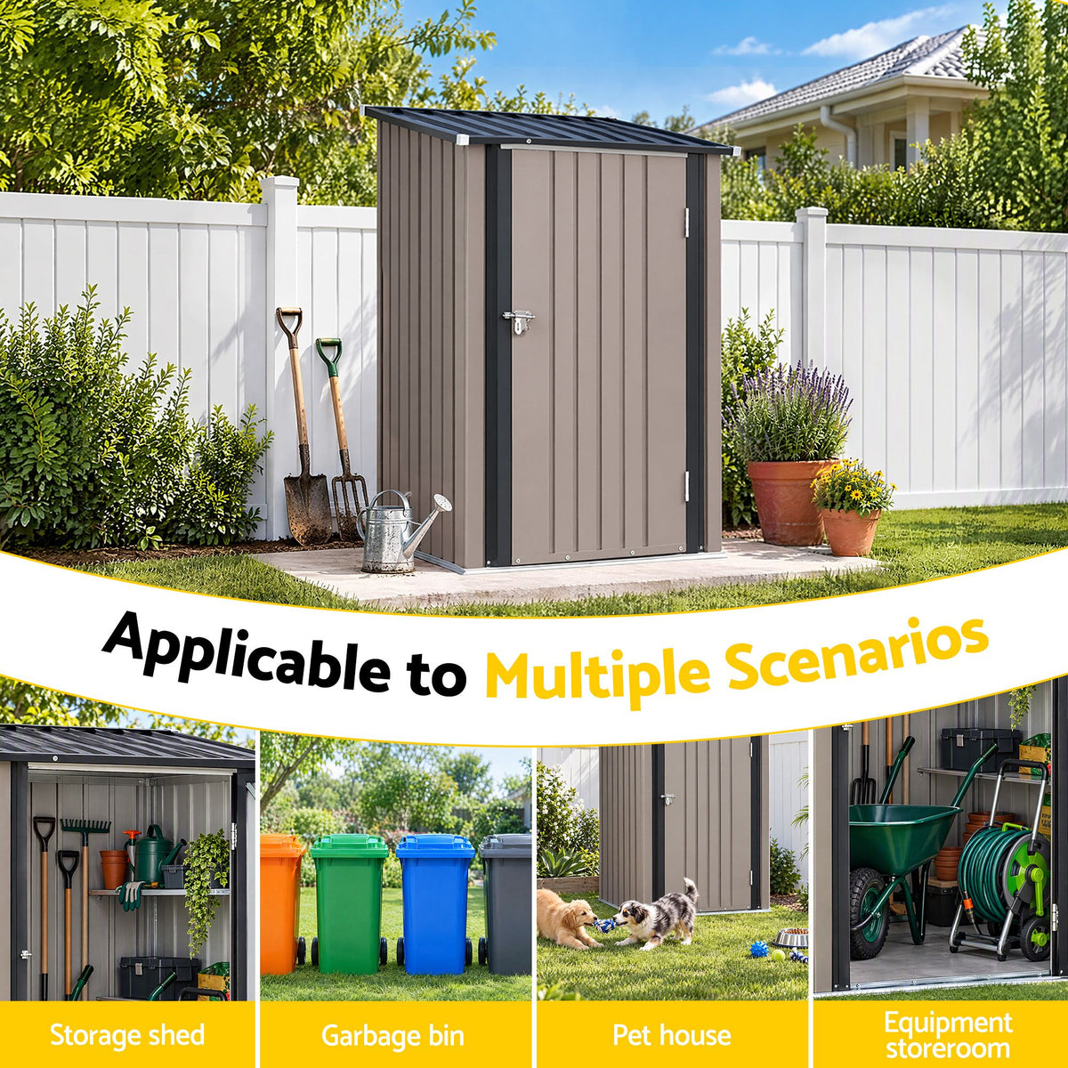 Giantz Garden Shed Outdoor Storage Metal Tool Shed Steel 99x104cm Brown