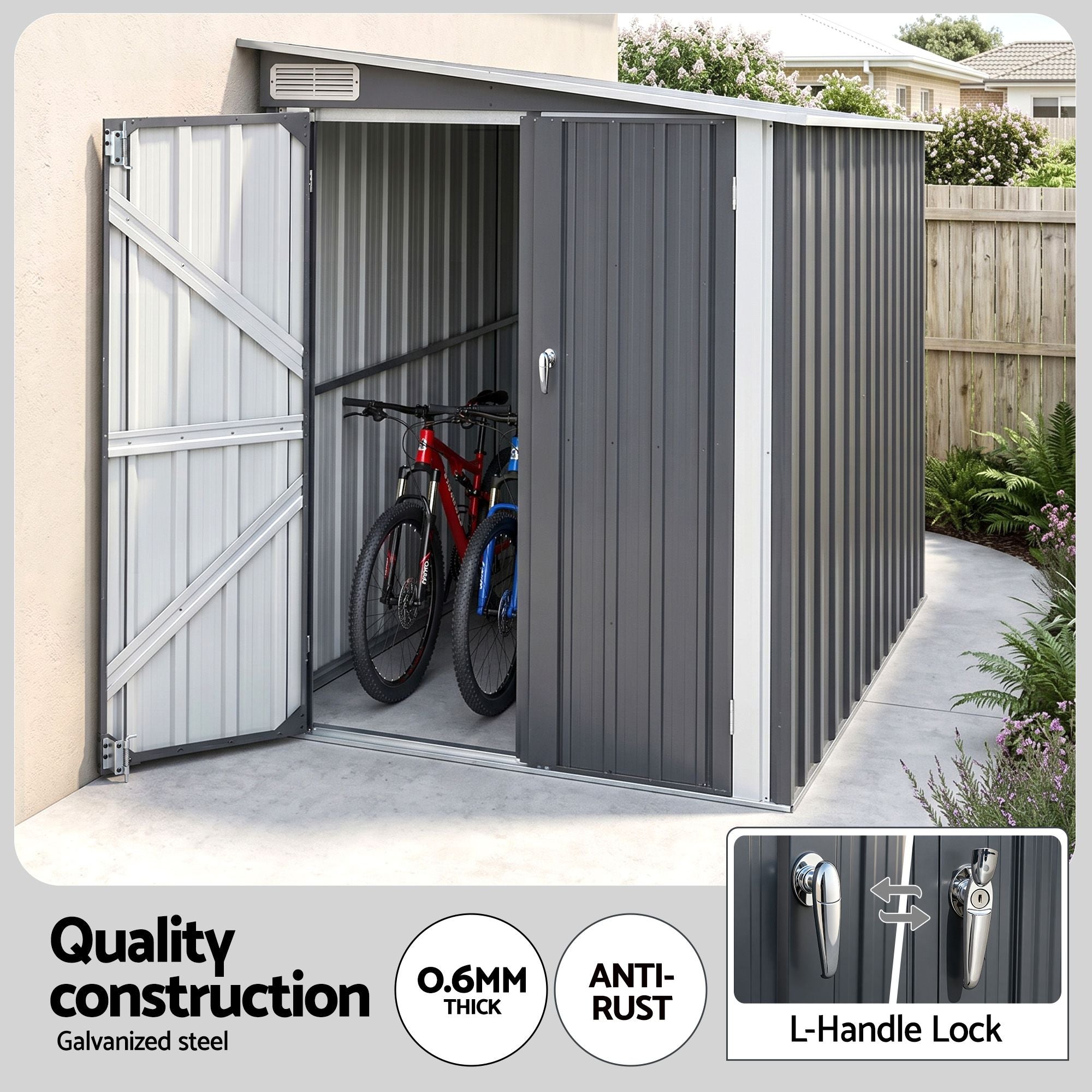 Giantz Garden Shed 118x238cm Lean To Bike Shelter Backyard Outdoor Storage