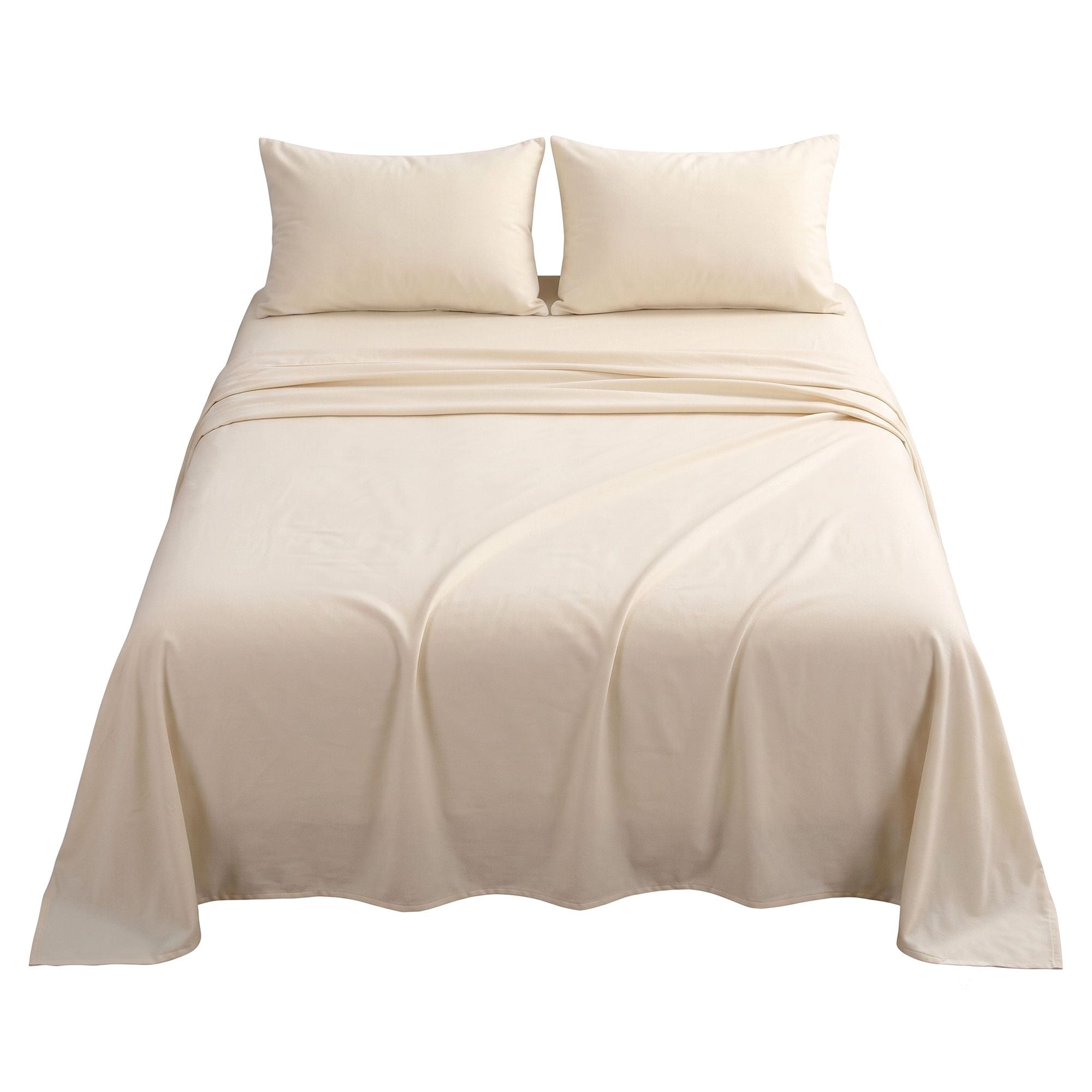 Giselle Queen Sheet Set 150 GSM Anti-pilling Micro Flannel, Fast Drying Lightweight 4 Piece, 40CM Deep Pocket Fits Thick Mattress, Cream White