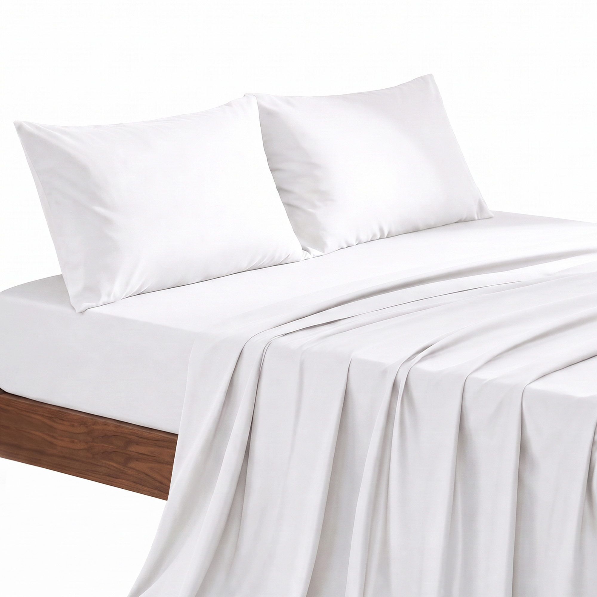 Giselle Double 500TC Cotton 4Pcs Sheet Set with 40cm Extra Deep Pocket for Thick Mattresses Sateen Weave for Sweaty Nights White