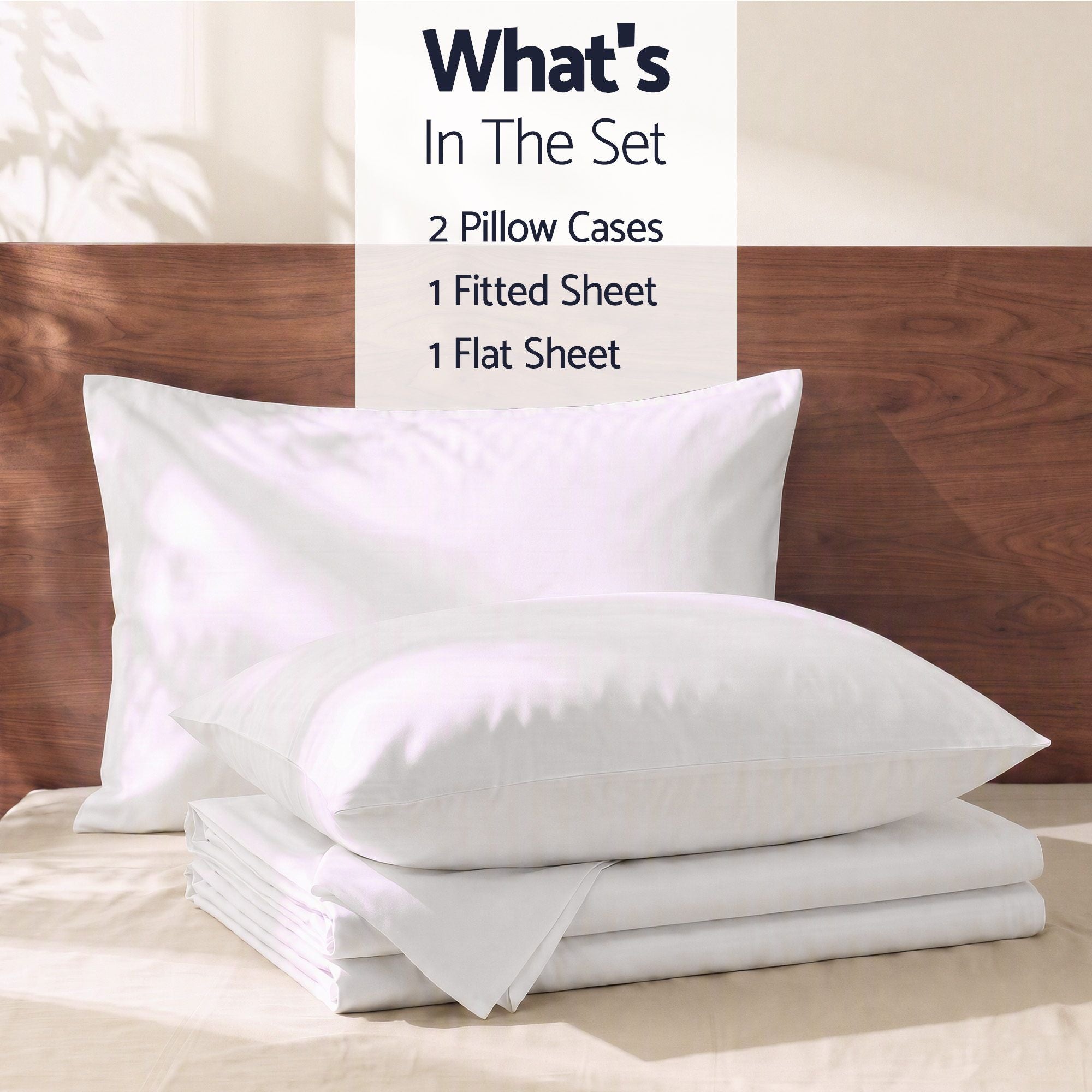 Giselle Queen 500TC Cotton 4Pcs Sheet Set with 40cm Extra Deep Pocket for Thick Mattresses Sateen Weave for Sweaty Nights White
