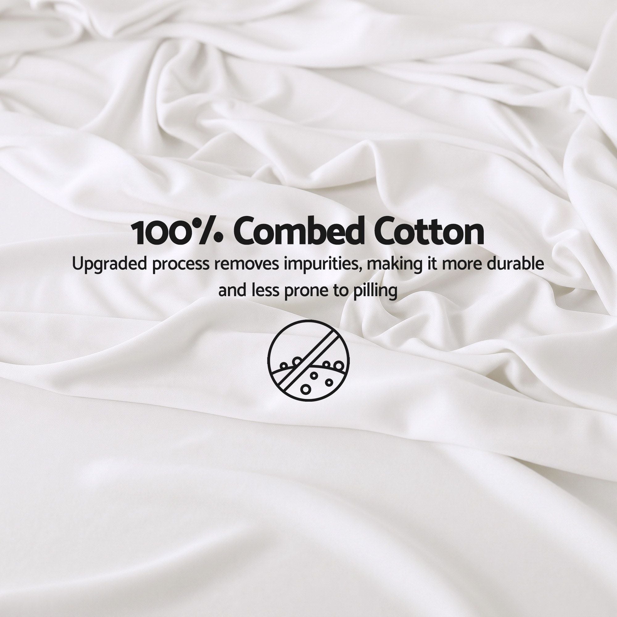 Giselle Single 500TC Cotton 4Pcs Sheet Set with 40cm Extra Deep Pocket for Thick Mattresses Sateen Weave for Sweaty Nights White