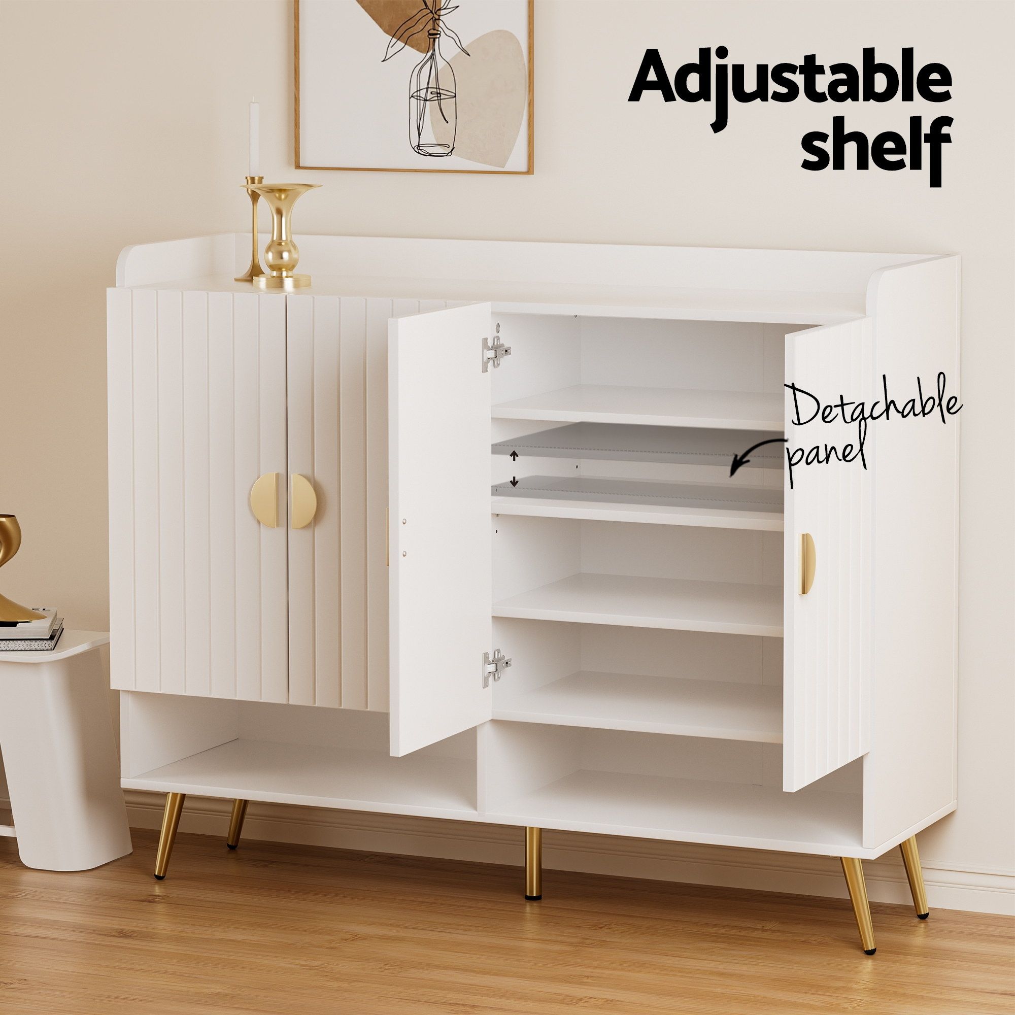 Artiss Shoe Rack Cabinet & Clothes Rack Set Storage Shelf White Pine