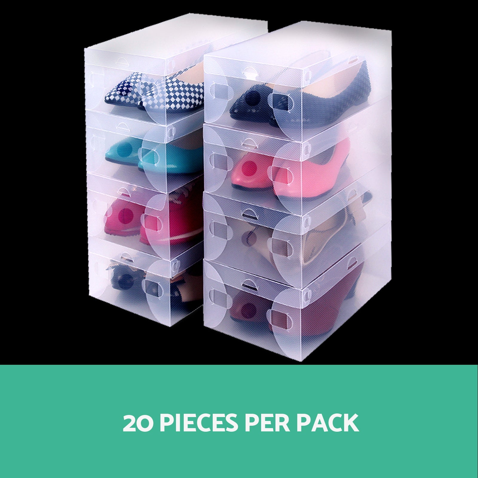 Storage Boxes: Artiss 20X Shoe Box Storage Clear Case Foldable Stackable