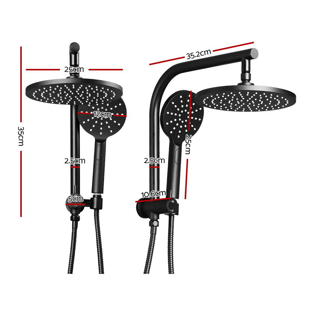 Shower Accessories: Cefito 9'' Rain Shower Head Set Handheld Round High Pressure Black