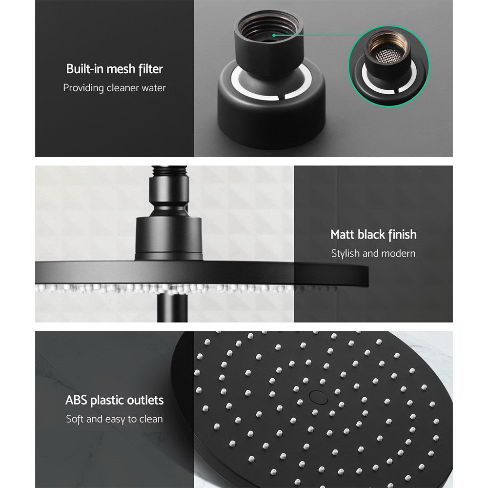 Shower Accessories: Cefito 9'' Rain Shower Head Set Handheld Round High Pressure Black