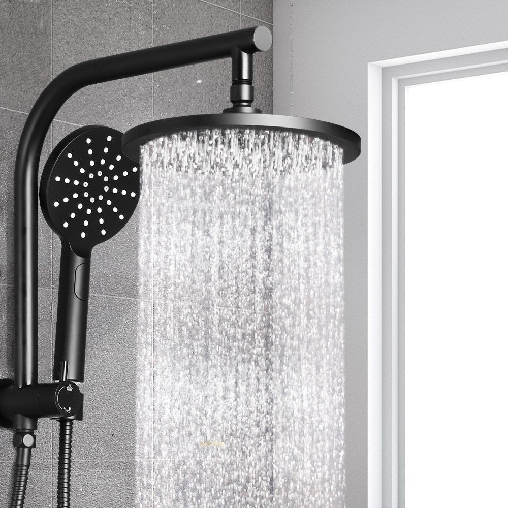 Shower Accessories: Cefito 9'' Rain Shower Head Set Handheld Round High Pressure Black