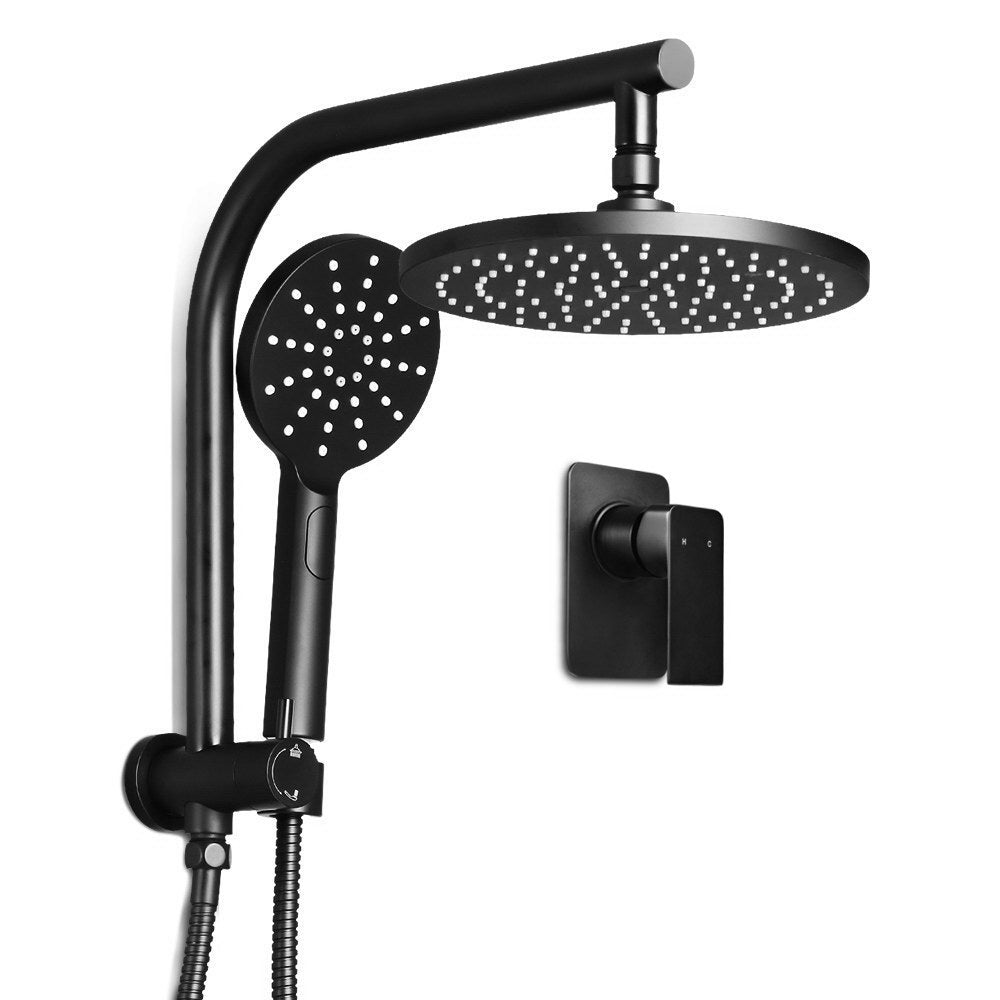 Shower Accessories: Cefito 9'' Rain Shower Head Set Handheld Round High Pressure Mixer Tap Black