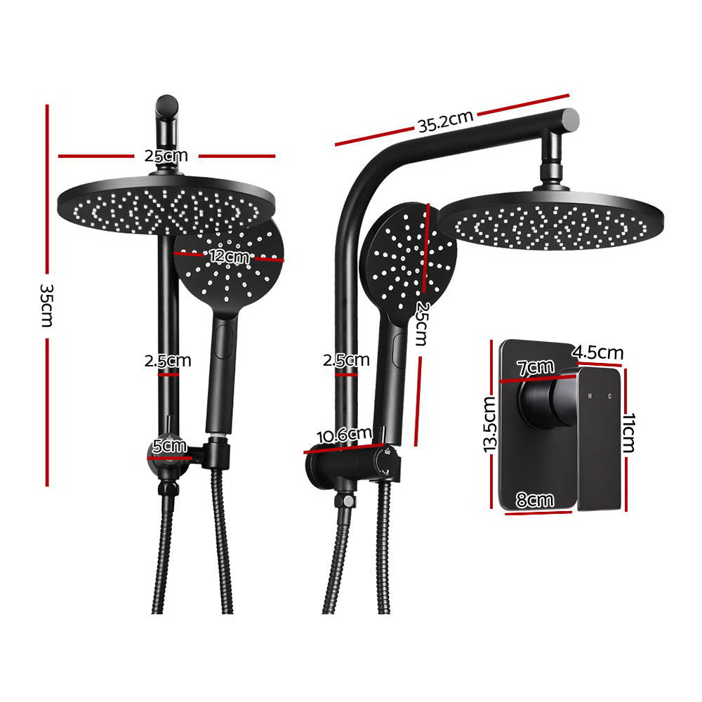 Shower Accessories: Cefito 9'' Rain Shower Head Set Handheld Round High Pressure Mixer Tap Black