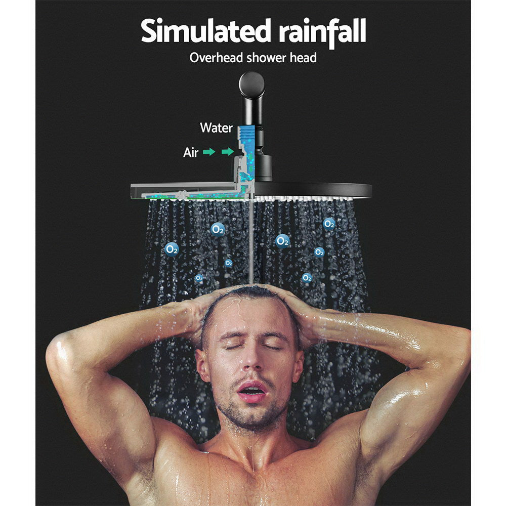 Shower Accessories: Cefito 9'' Rain Shower Head Set Handheld Round High Pressure Mixer Tap Black