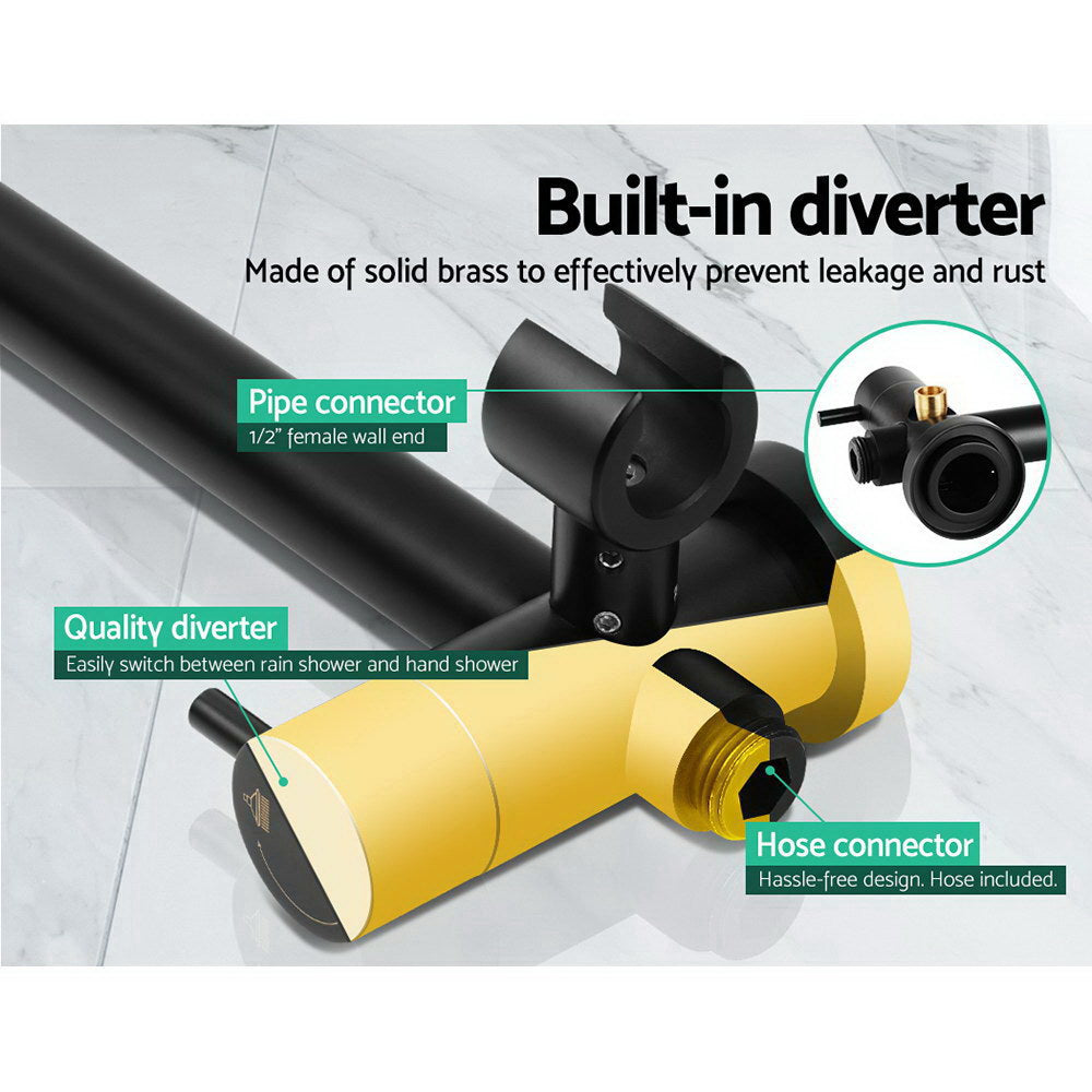 Shower Accessories: Cefito 9'' Rain Shower Head Set Handheld Round High Pressure Mixer Tap Black