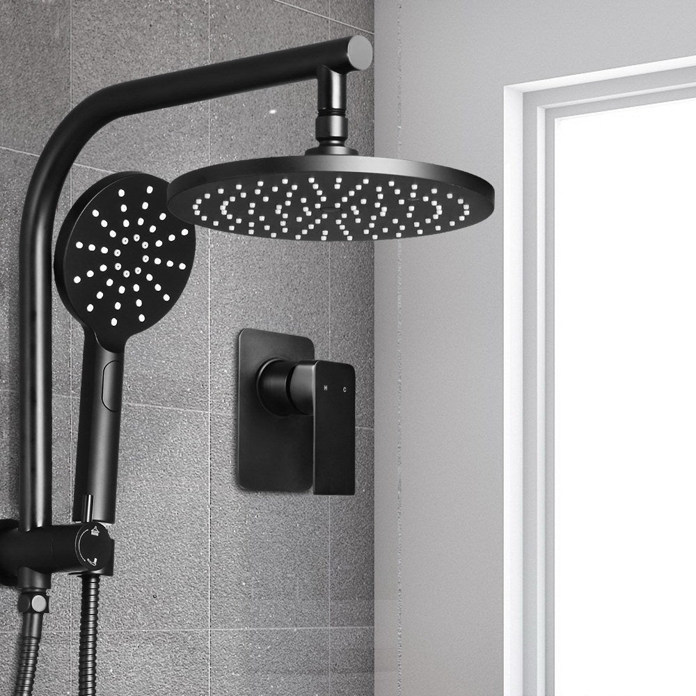 Shower Accessories: Cefito 9'' Rain Shower Head Set Handheld Round High Pressure Mixer Tap Black