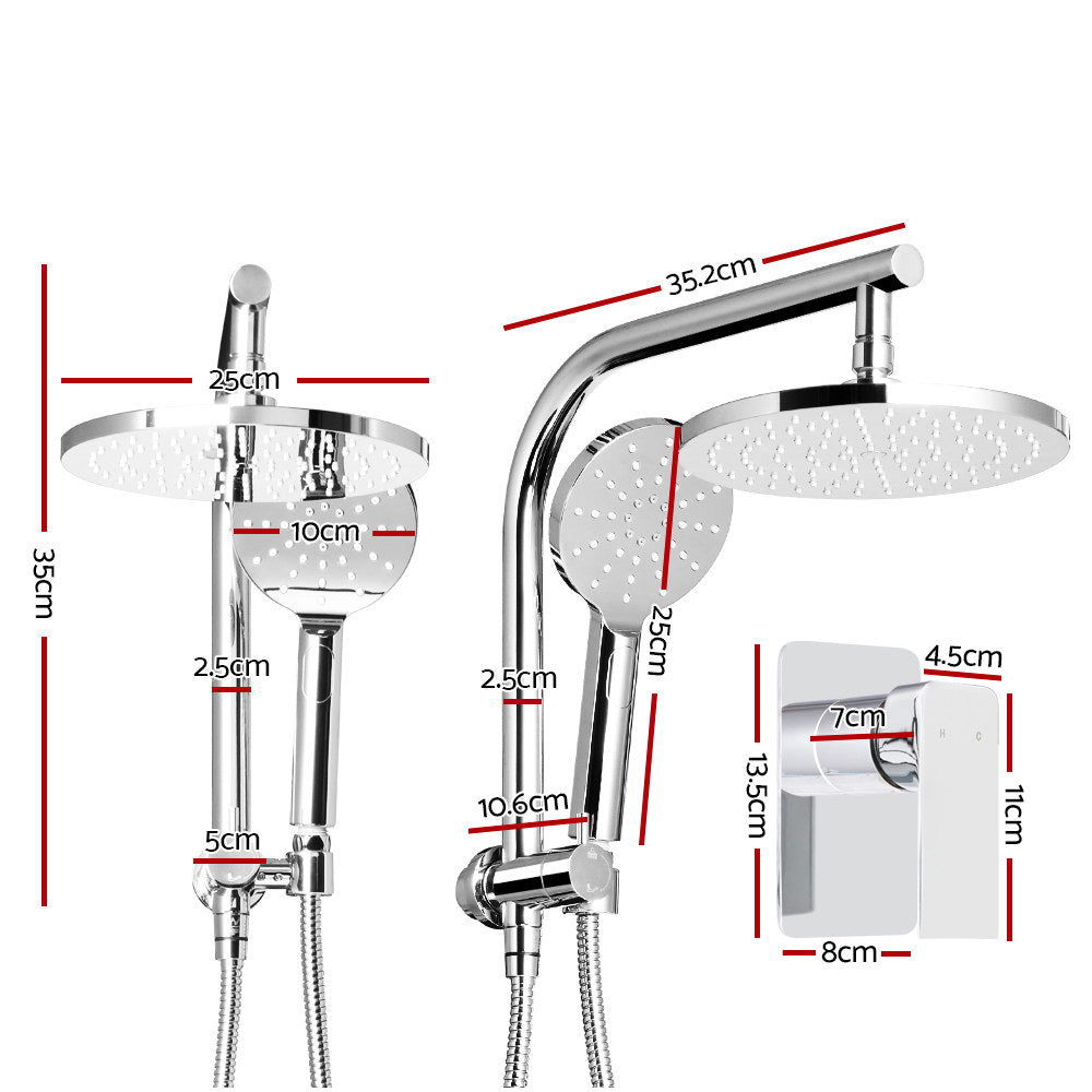 Shower Accessories: Cefito 9'' Rain Shower Head Set Handheld Round High Pressure Mixer Tap Chrome
