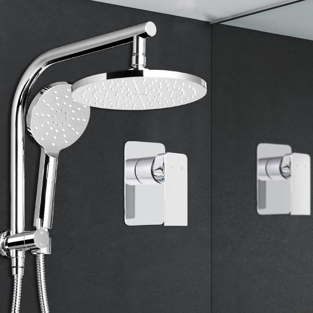 Shower Accessories: Cefito 9'' Rain Shower Head Set Handheld Round High Pressure Mixer Tap Chrome