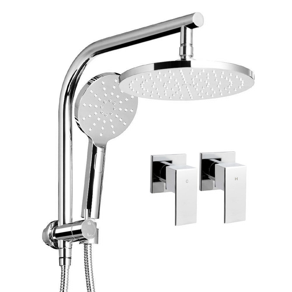 Shower Accessories: Cefito 9'' Rain Shower Head Set Handheld Round High Pressure Twins Tap Chome