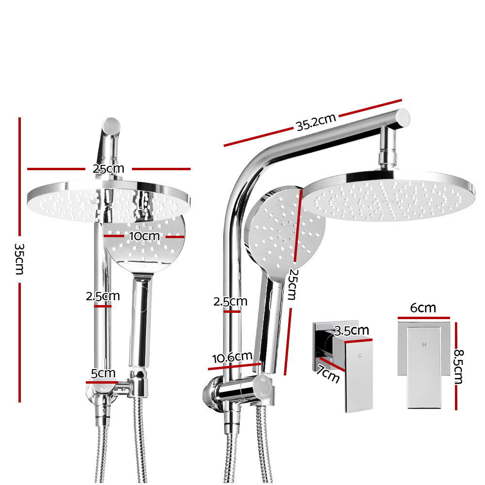 Shower Accessories: Cefito 9'' Rain Shower Head Set Handheld Round High Pressure Twins Tap Chome