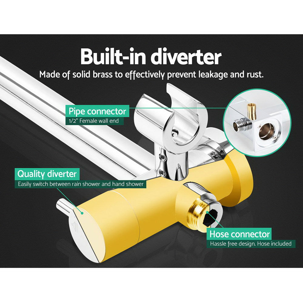 Shower Accessories: Cefito 9'' Rain Shower Head Set Handheld Round High Pressure Twins Tap Chome