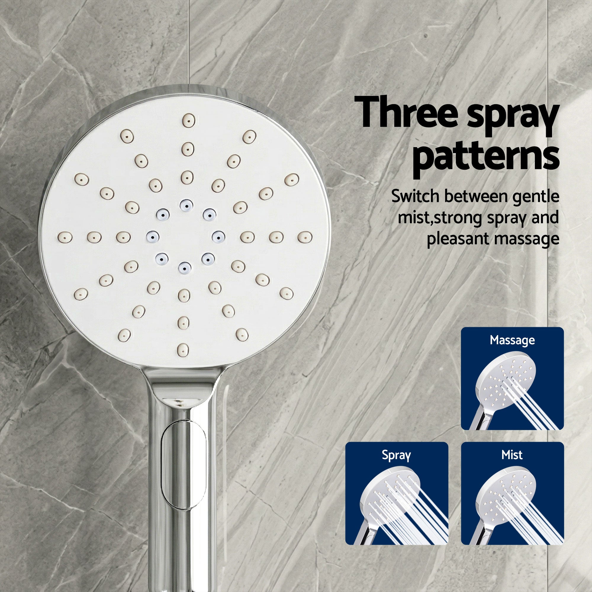 Cefito 9'' Rain Shower Head Set Handheld Round High Pressure Twins Tap Chrome