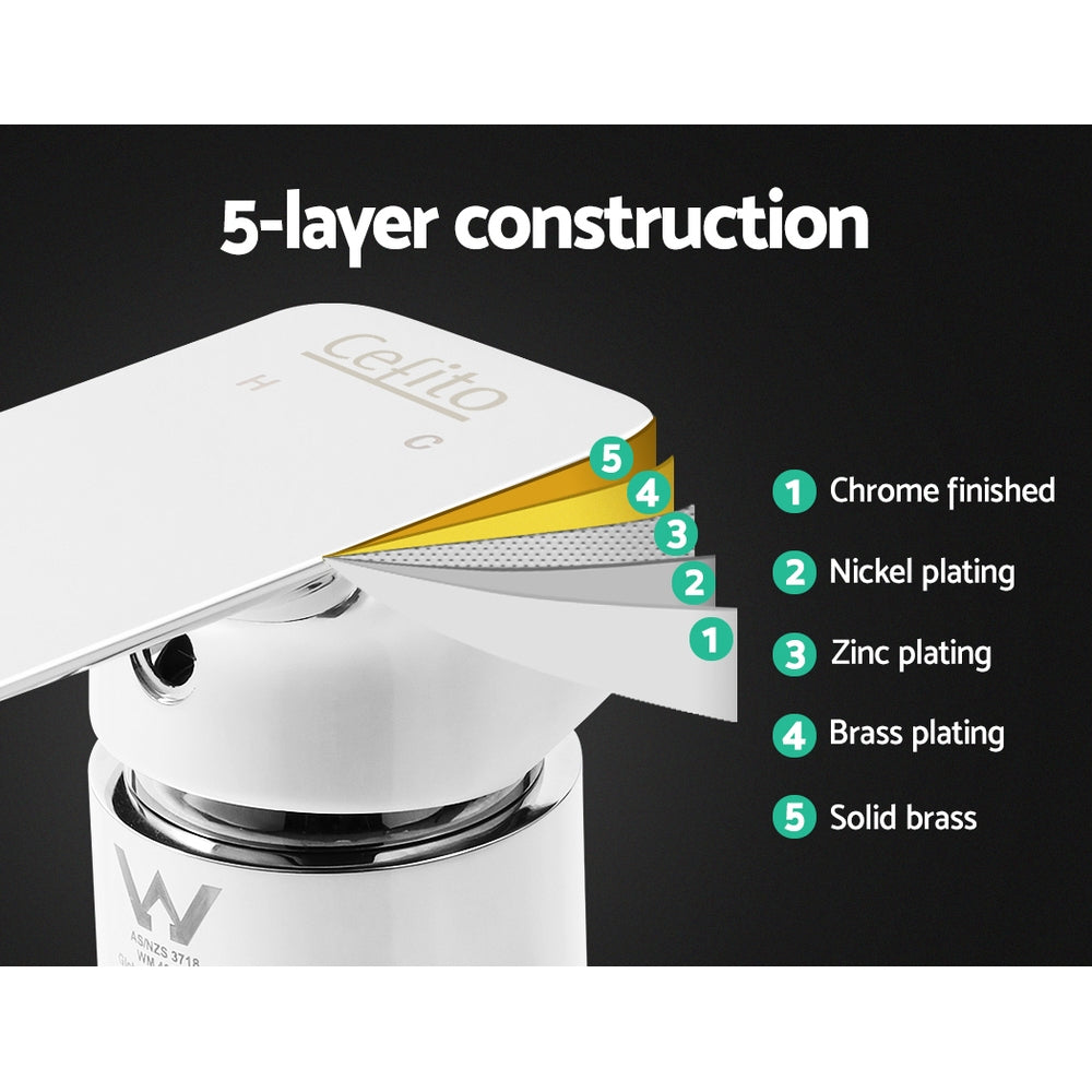 Shower Accessories: Cefito Shower Mixer Tap Wall Bath Taps Brass Hot Cold Basin Bathroom Chrome