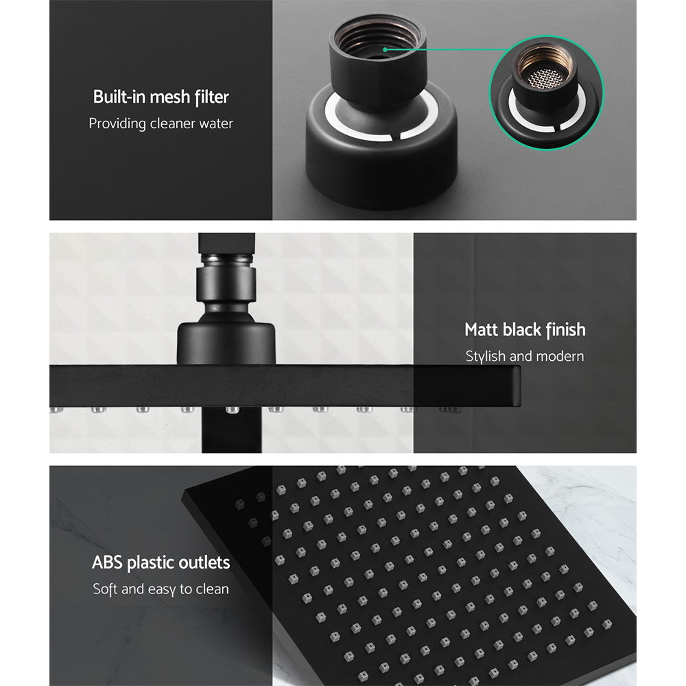 Shower Accessories: Cefito 8'' Rain Shower Head Set Handheld Square High Pressure Black