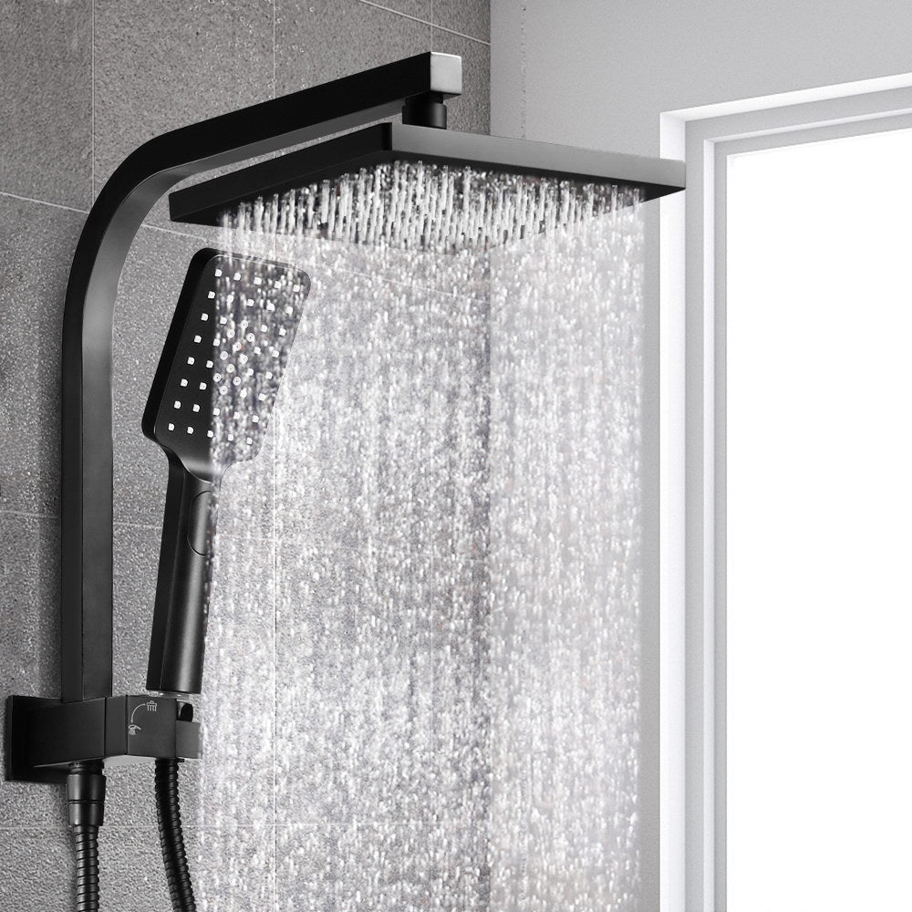Shower Accessories: Cefito 8'' Rain Shower Head Set Handheld Square High Pressure Black