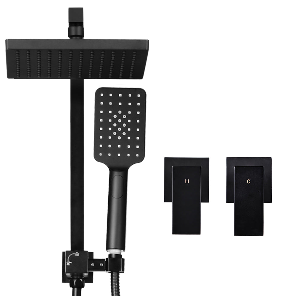 Shower Accessories: Cefito 8'' Rain Shower Head Set Handheld Square High Pressure Twins Tap Black