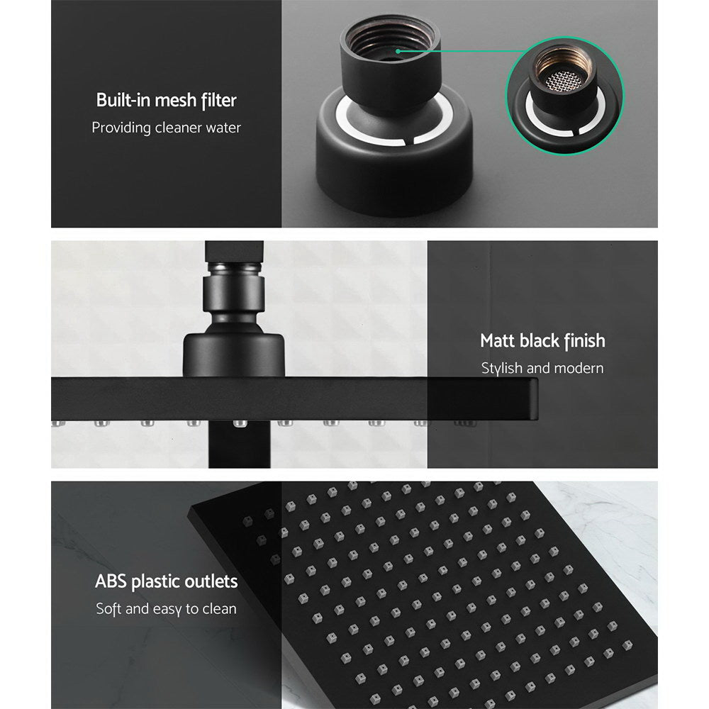Shower Accessories: Cefito 8'' Rain Shower Head Set Handheld Square High Pressure Twins Tap Black