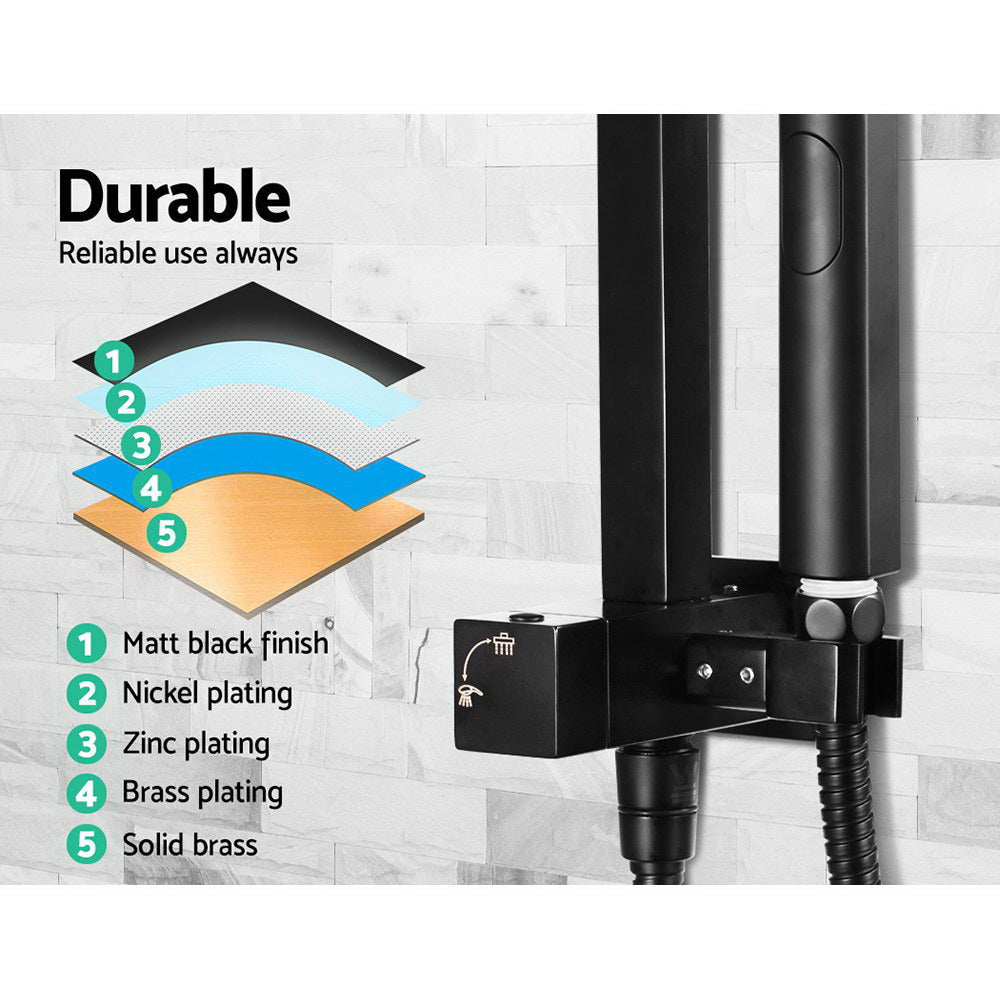 Shower Accessories: Cefito 8'' Rain Shower Head Set Handheld Square High Pressure Twins Tap Black