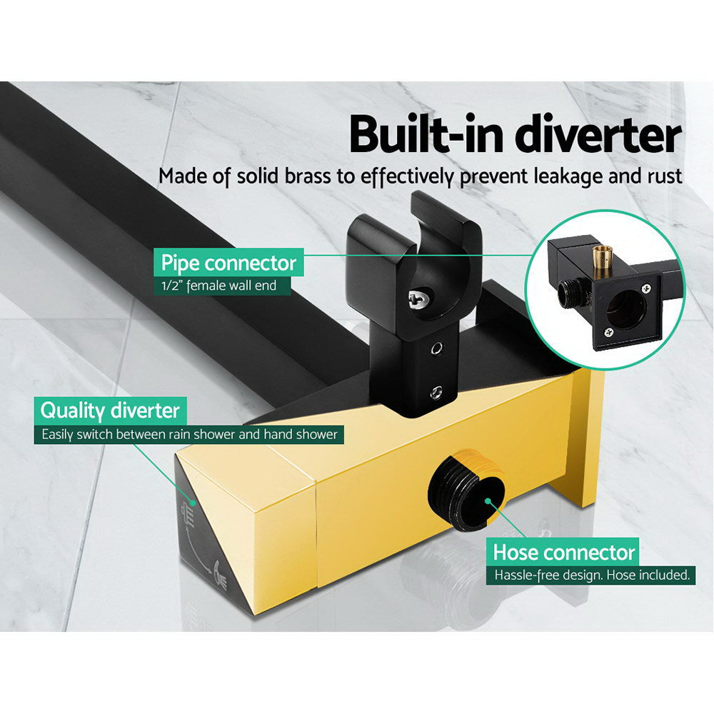 Shower Accessories: Cefito 8'' Rain Shower Head Set Handheld Square High Pressure Twins Tap Black