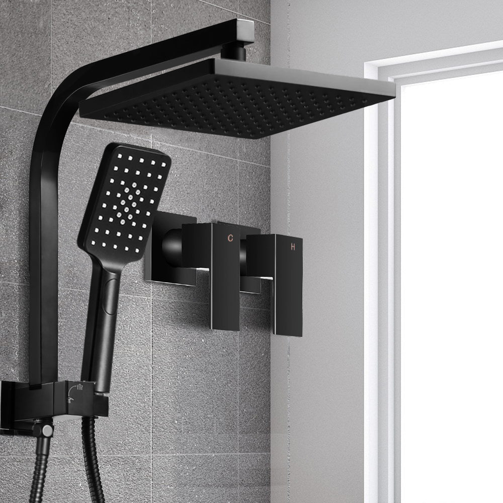 Shower Accessories: Cefito 8'' Rain Shower Head Set Handheld Square High Pressure Twins Tap Black