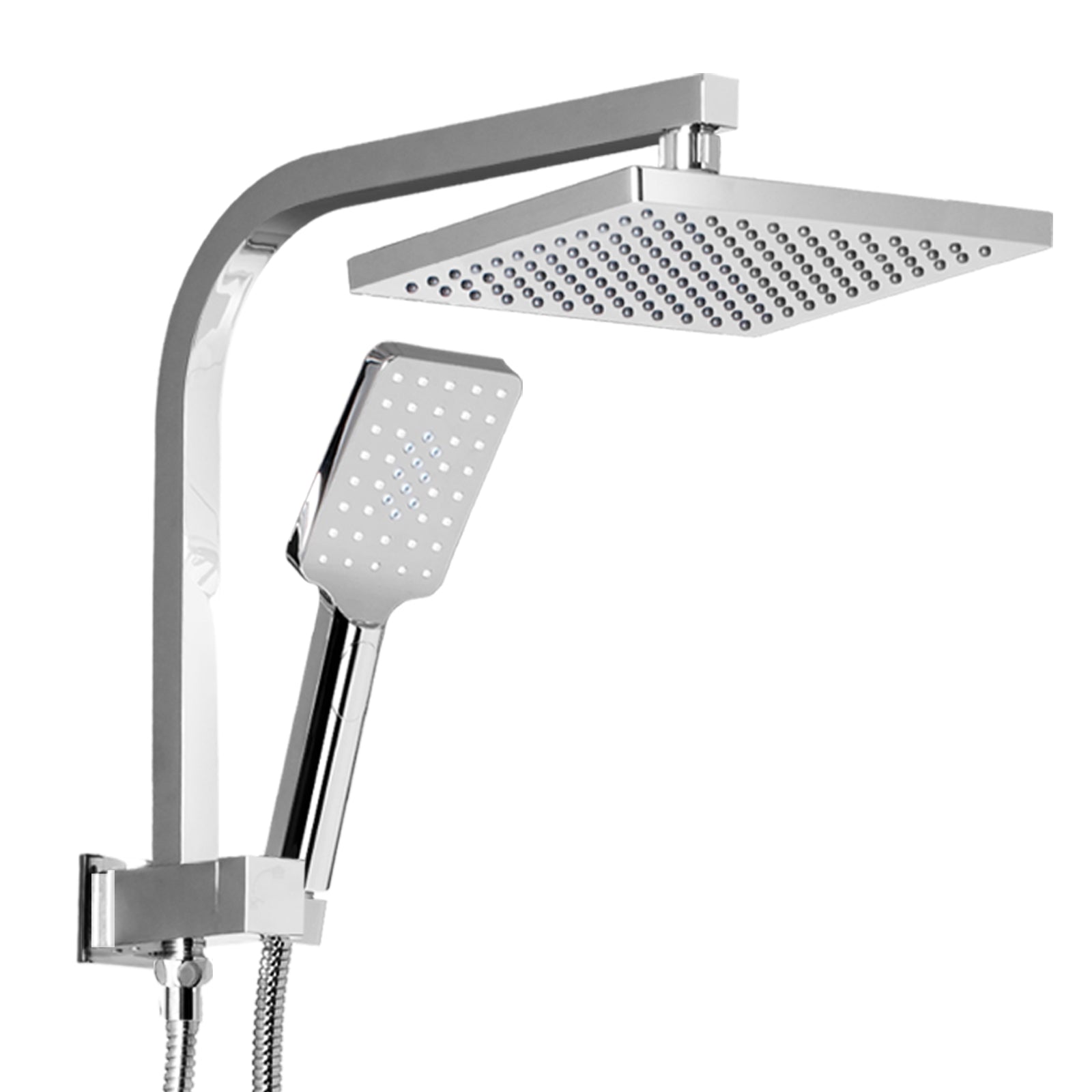 Shower Accessories: Cefito 8'' Rain Shower Head Set Handheld Square High Pressure Chrome