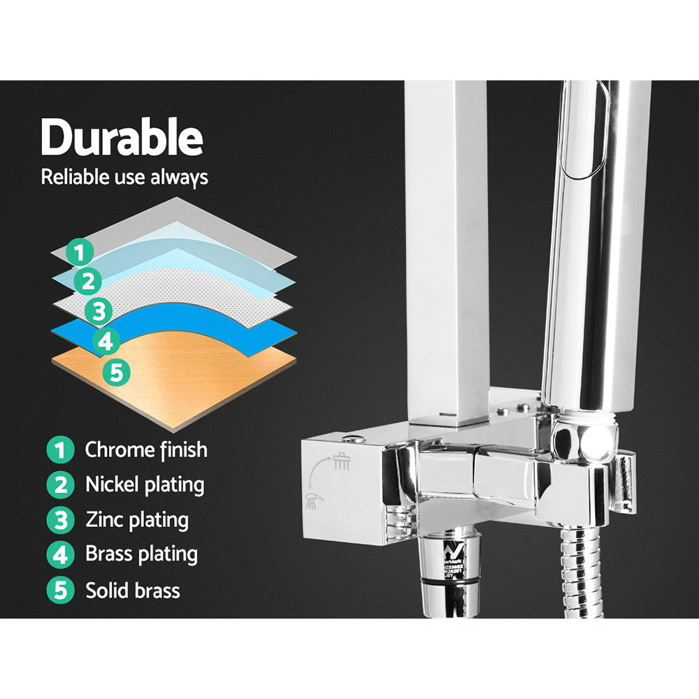 Shower Accessories: Cefito 8'' Rain Shower Head Set Handheld Square High Pressure Mixer Tap Chrome
